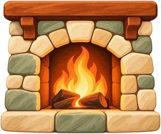 FamilyHearth’s painted stone fireplace logo