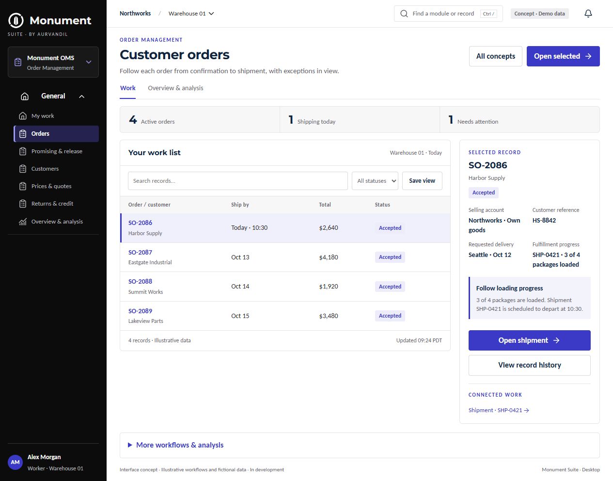 Order Management · Desktop interface concept