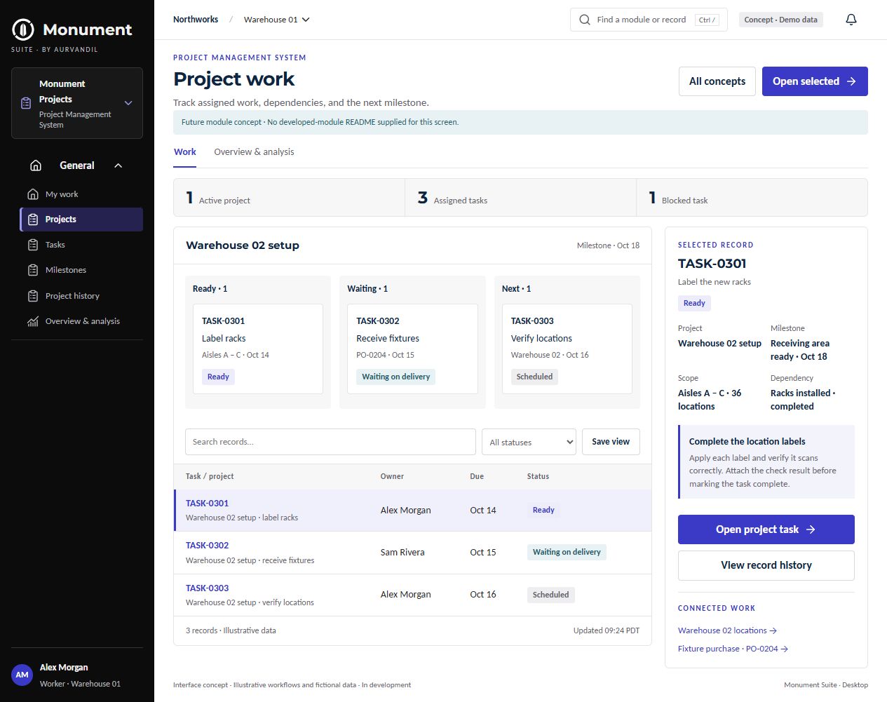 Project Management · Desktop interface concept