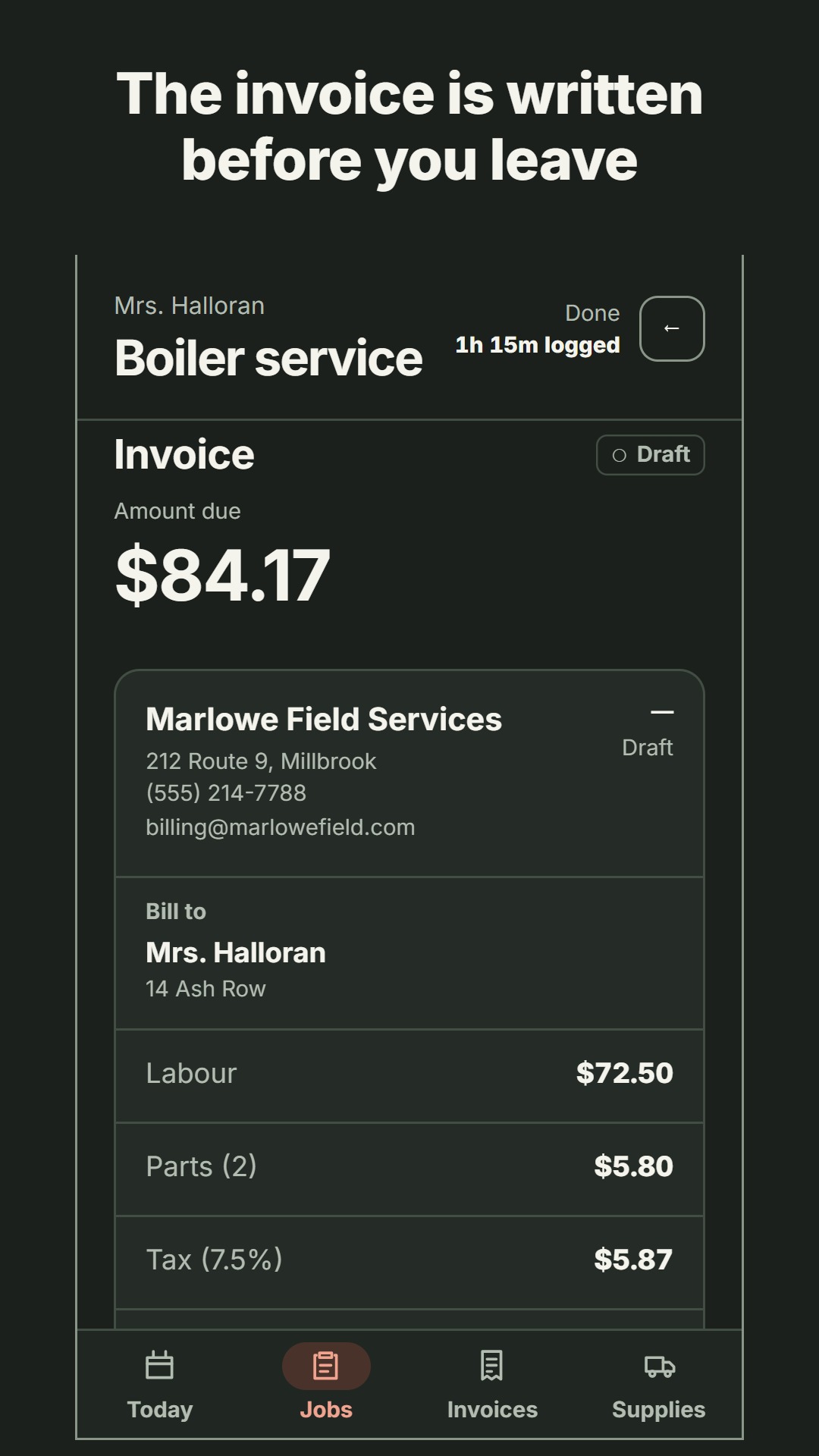 Carry the work into the bill
